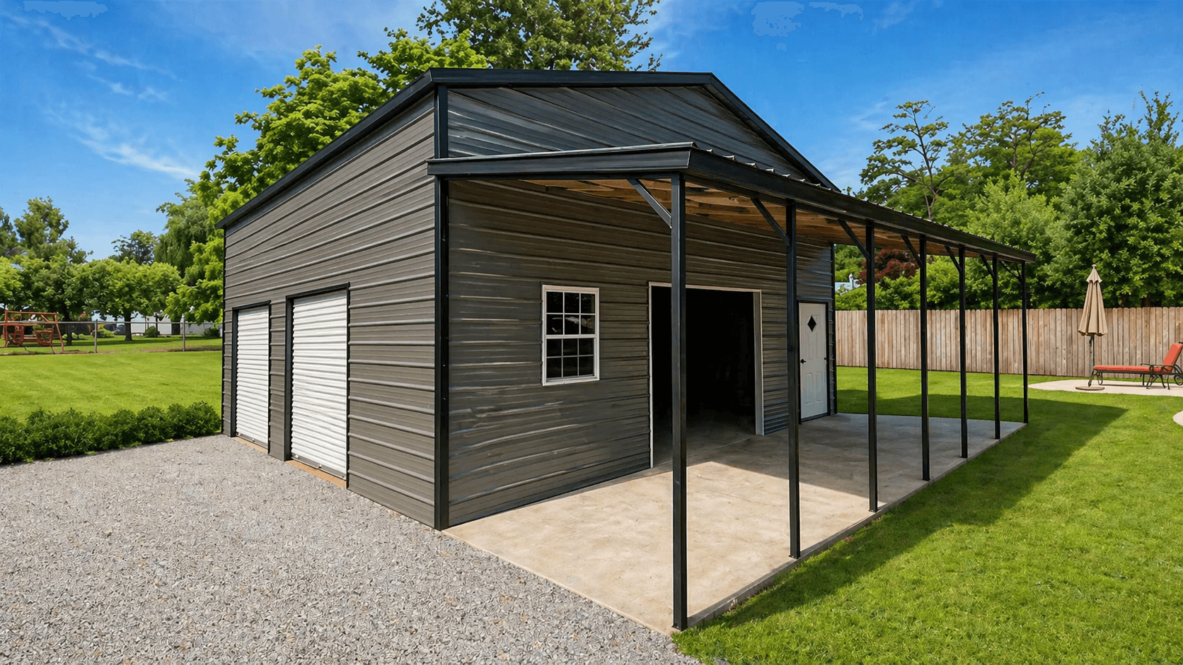 30x30x14 Metal Building with Lean-To