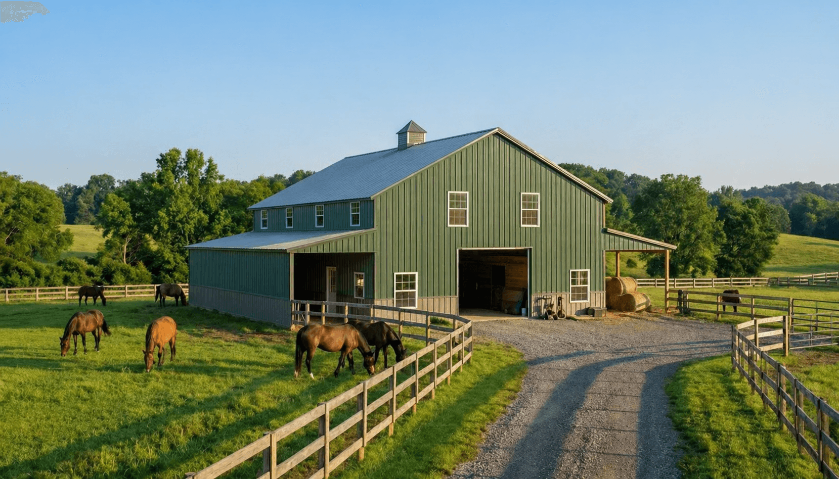 30'x45'x16' Metal Hay Barn with Lean-to(s)