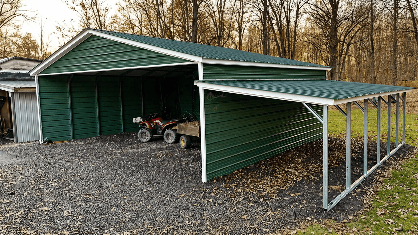 30x25x9 Triple Wide Carport with Lean-To
